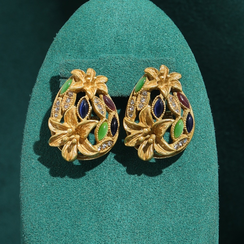 Vintage Fashion Jewelry Brands - Boucles d'oreilles trompette en verre coloré