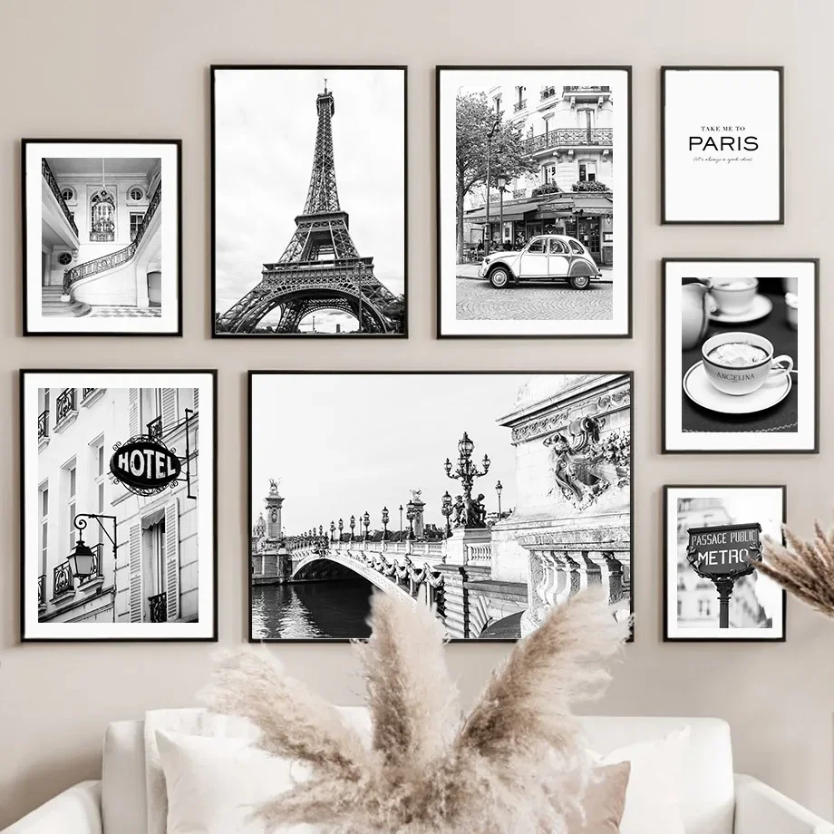 Vintage Fashion Wall Art - Serviette de Paris noire et blanche,