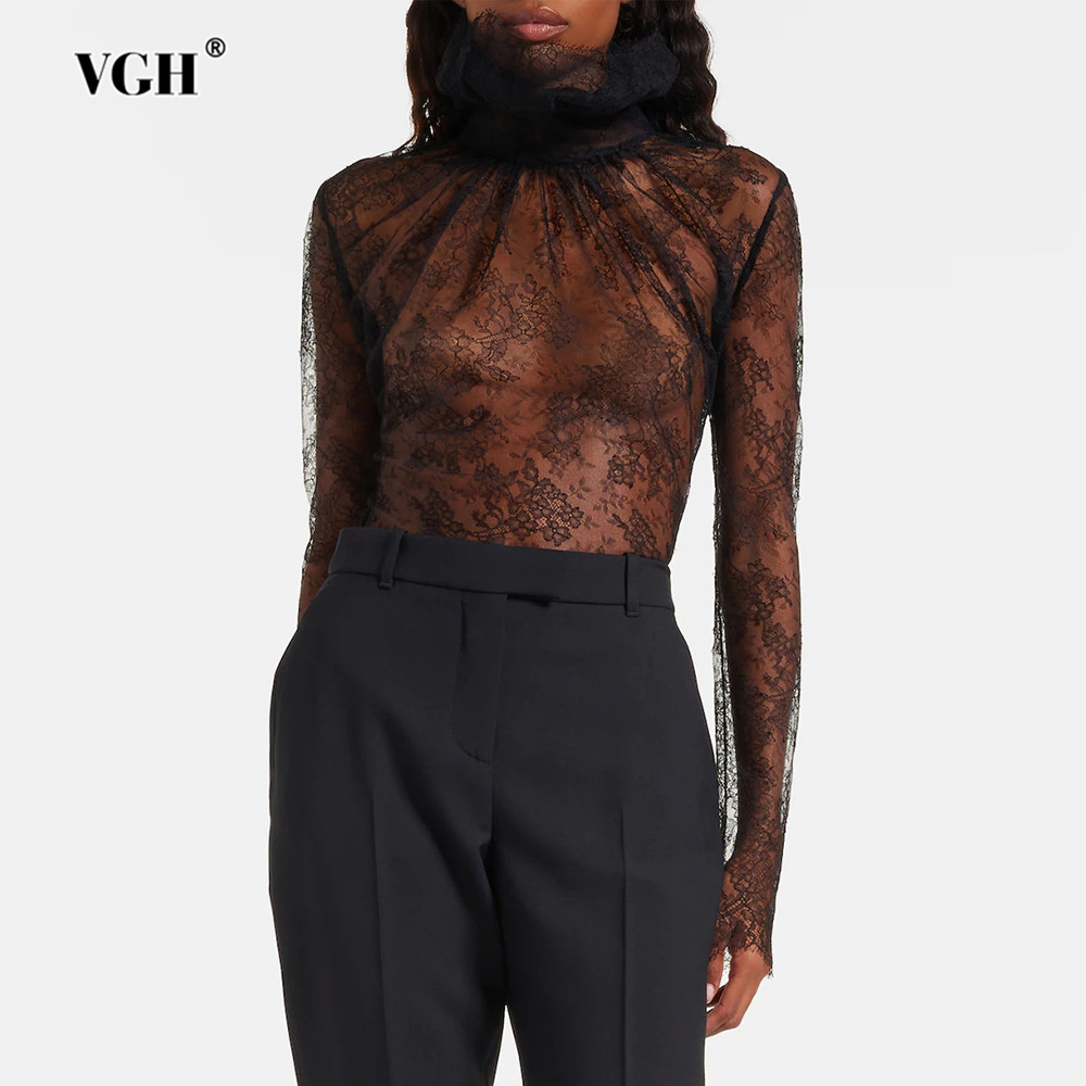 Vintage Fashion Style Female - Chemisiers amincissants en dentelle unie style