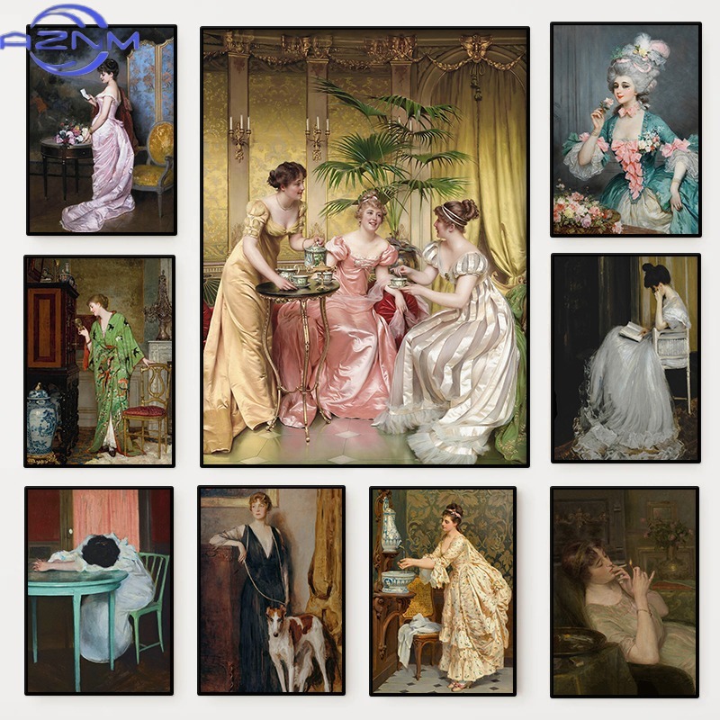 Vintage Fashion Wall Art - Affiche de portrait féminin de la