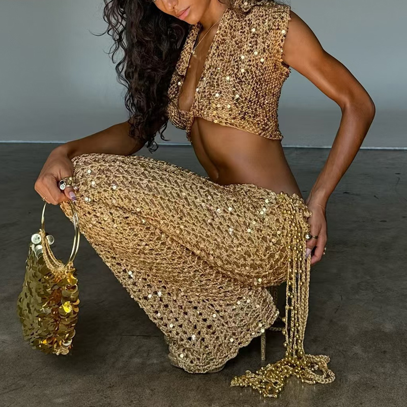 Vintage Fashion Ai - Ensemble de fête à paillettes pour