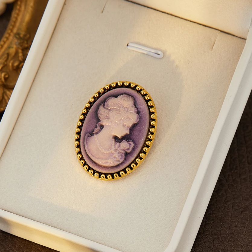 Vintage Fashion Queen - Broche vintage camée pour femme, forme