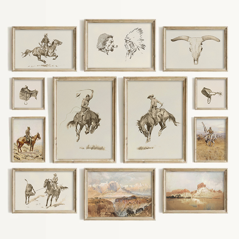 Vintage Fashion Wall Art - Décoration murale style cowboy sud-ouest, impressions