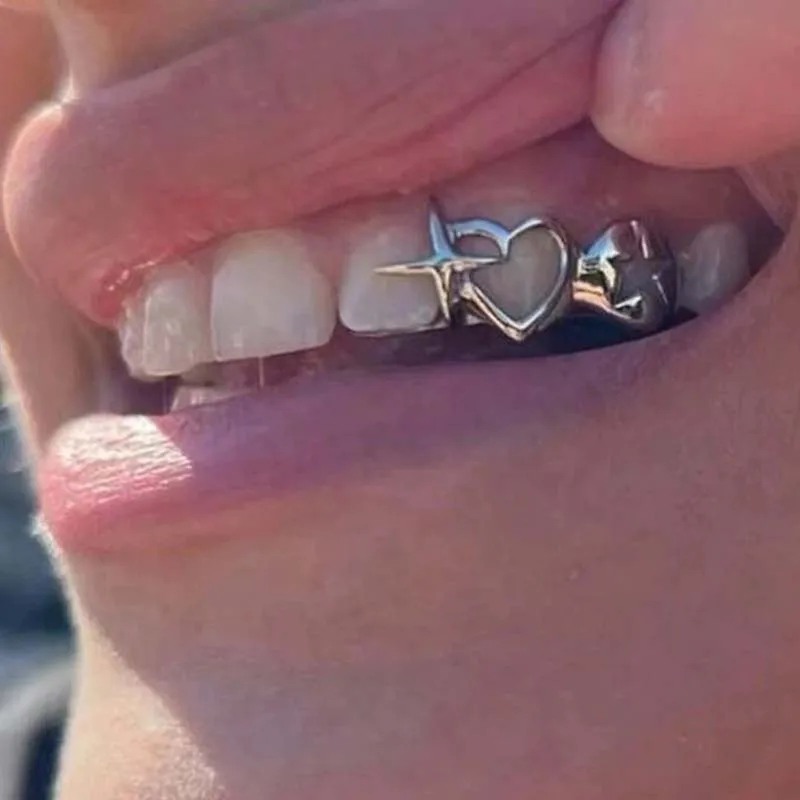 Vintage Fashion Ai - Punk Hip Hop creux coeur dents