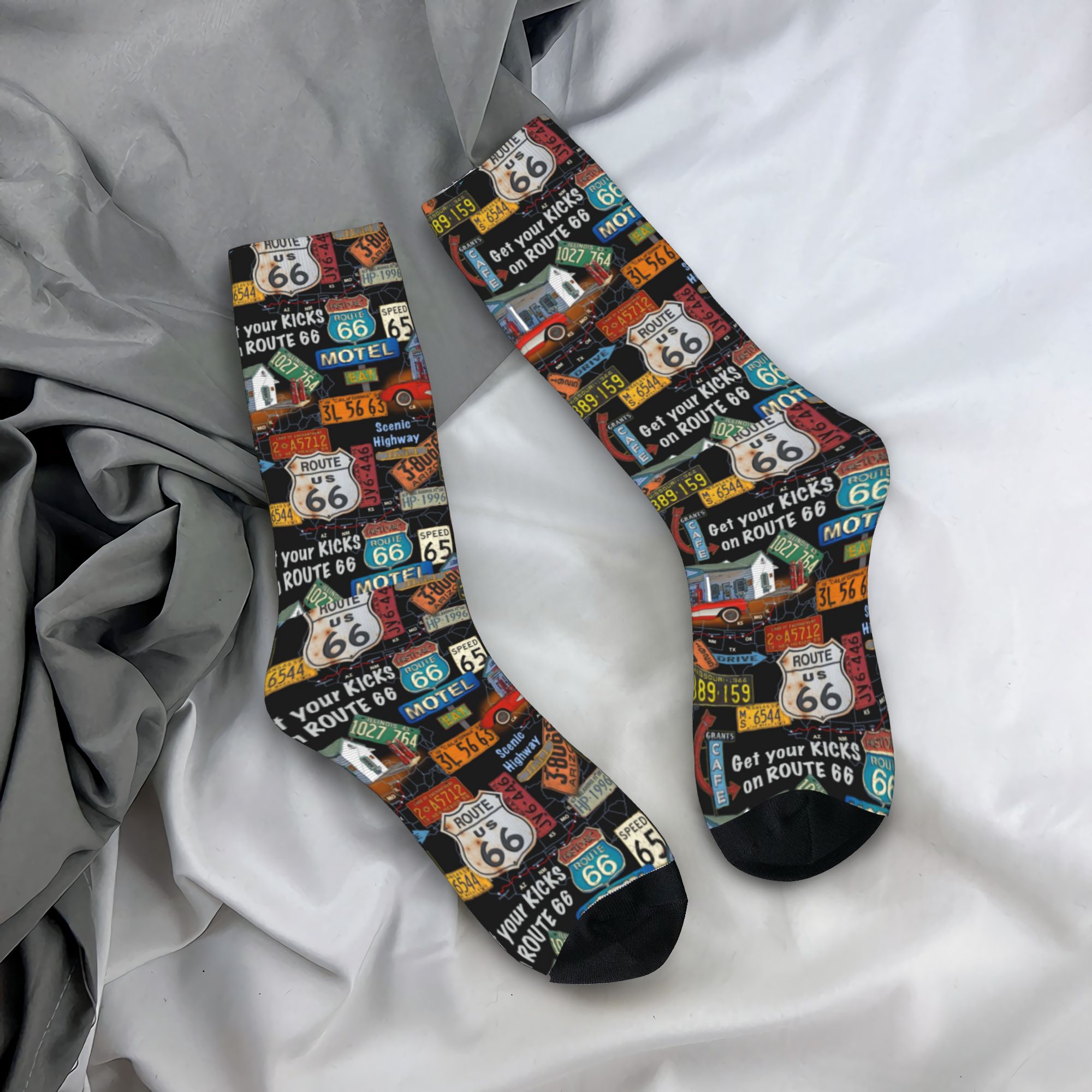 Vintage Fashion Mens - Chaussettes personnalisées vintage America Road Route