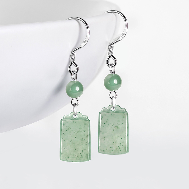 Vintage Fashion Earrings - Boucles d'oreilles en Jade du Myanmar,