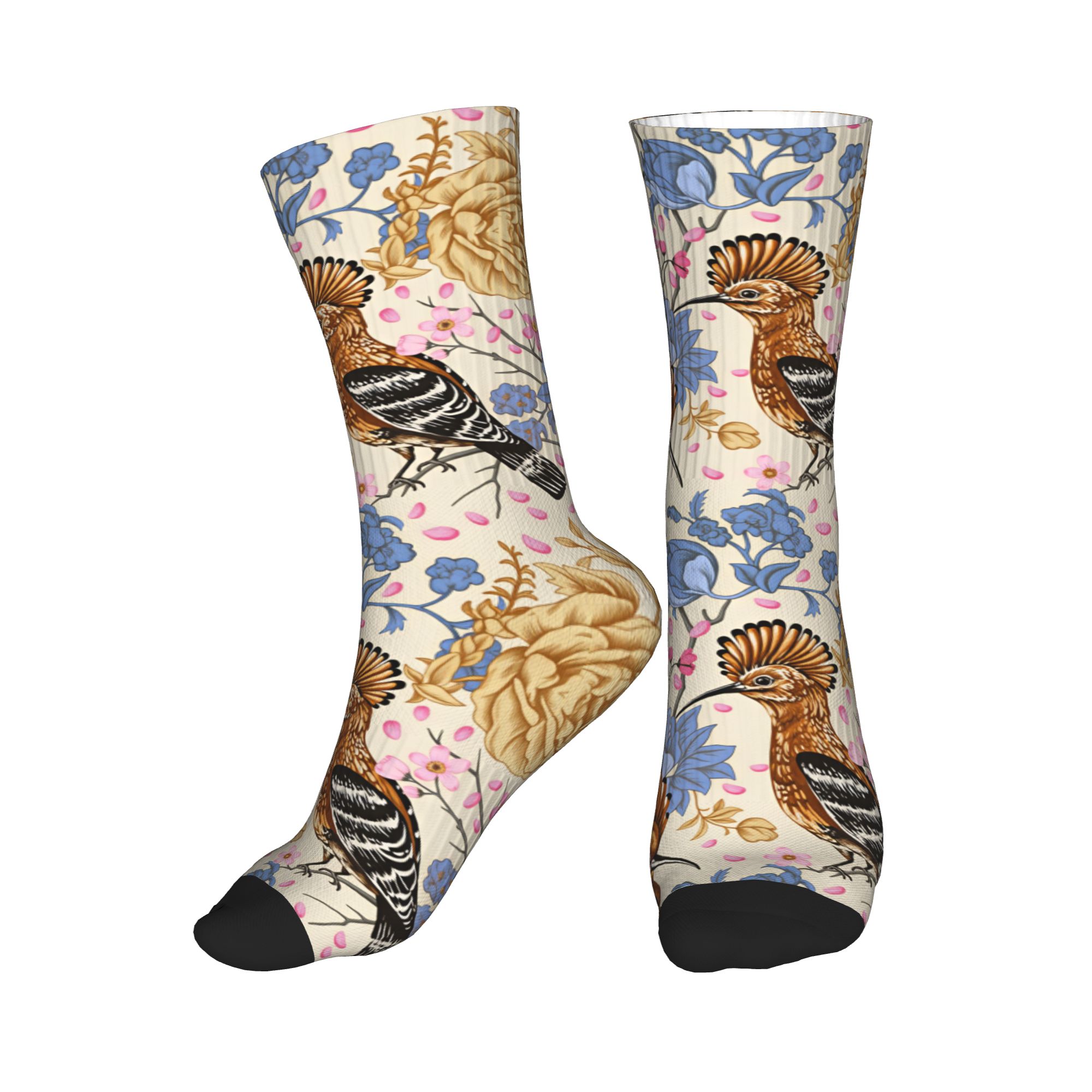 Vintage Fashion Mens - Hoopoe Bird Blue Peony – chaussettes