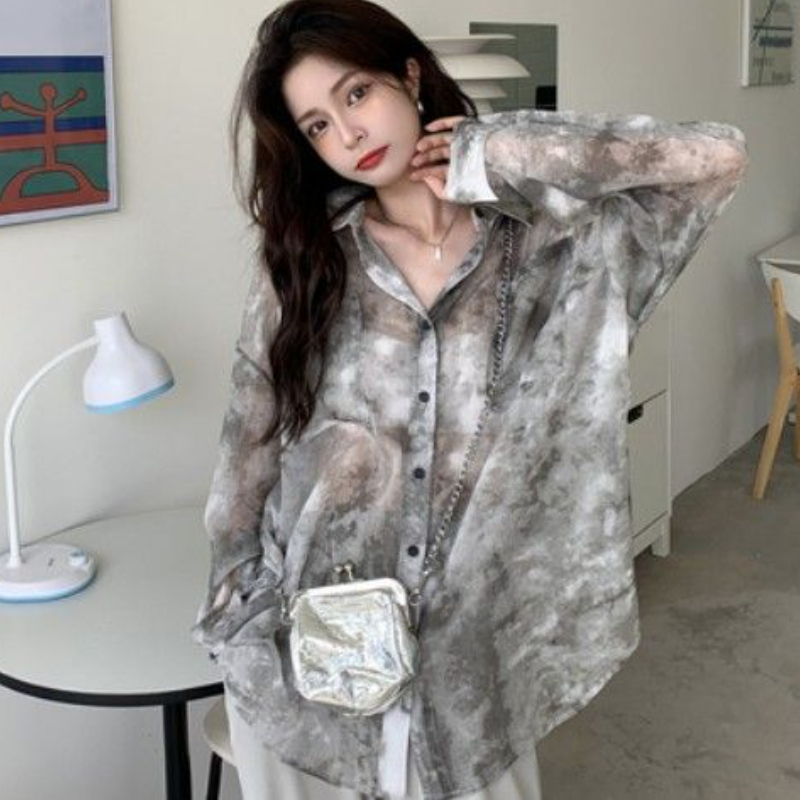 Tie Dye Chemises Femmes Lâche  - Vintage Fashion Style Female avis et prix