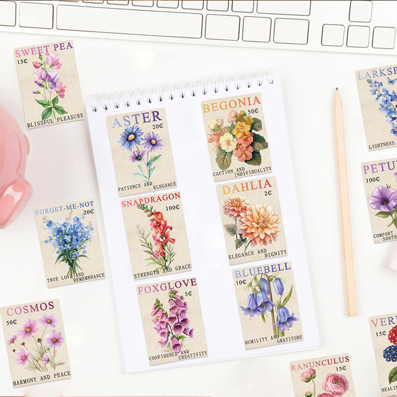 50 pièces Vintage fleur timbre - Vintage Fashion Magazine avis et prix